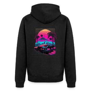 Videospiel der 80er Jahre - Unisex Premium Bio Zip Hoodie - Schwarz - Hinten - Nico (187cm)