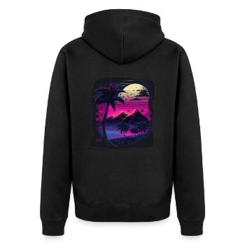 Sonnenaufgang - Unisex Premium Bio Zip Hoodie - Schwarz - Hinten - Nico (187cm)