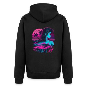 80s Girl - Unisex Premium Organic Zip Hoodie - black - Back - Nico (187cm)