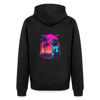 Musik Dude - Unisex Premium Bio Zip Hoodie - Schwarz - Hinten - Nico (187cm)