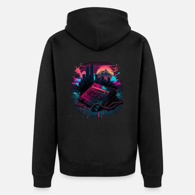 Vaperwave Cassette - Veste à capuche bio Premium Unisexe - noir