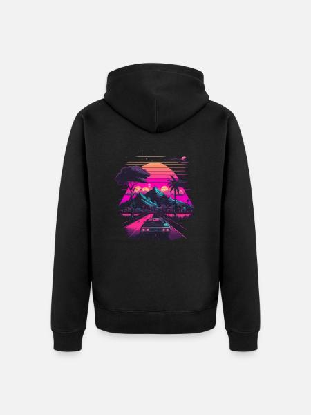 Vaporwave Stadt - Unisex Premium Bio Zip Hoodie - Schwarz