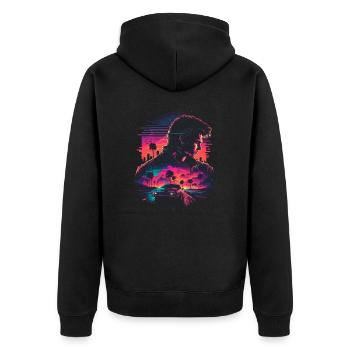 Art des ondes de vapeur - Veste à capuche bio Premium Unisexe - noir - Dos - Nico (187cm)