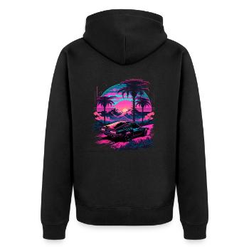 Vaporwave Palm - Unisex Premium Organic Zip Hoodie - black - Back - Nico (187cm)