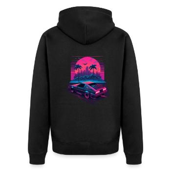 Retro-Kunst - Unisex Premium Bio Zip Hoodie - Schwarz - Hinten - Nico (187cm)
