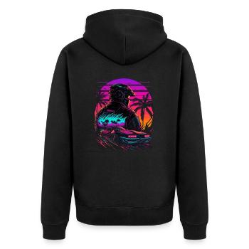 Miami Beach Vaperwave - Unisex Premium Bio Zip Hoodie - Schwarz - Hinten - Nico (187cm)