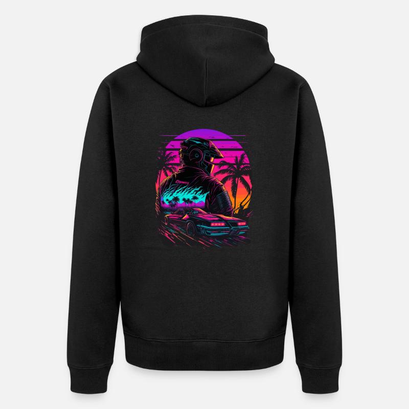 Miami Beach Vaperwave - Unisex Premium Bio Zip Hoodie - Schwarz
