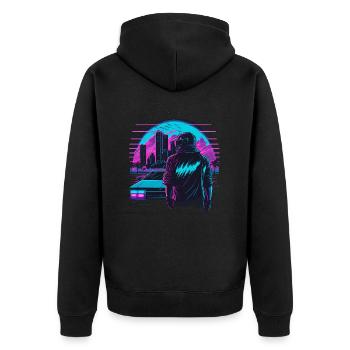 Retro-Futepunk - Unisex Premium Bio Zip Hoodie - Schwarz - Hinten - Nico (187cm)