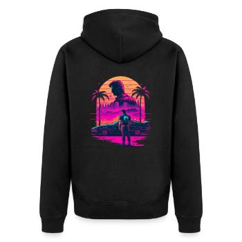 Retro Vaperwave - Unisex Premium Organic Zip Hoodie - black - Back - Nico (187cm)