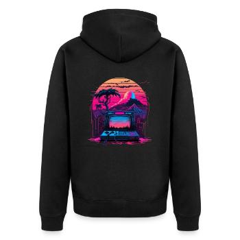Ordinateur Vaporwave - Veste à capuche bio Premium Unisexe - noir - Dos - Nico (187cm)