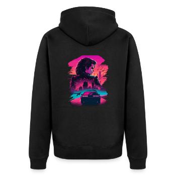 Retro Racing Girl - Unisex Premium Organic Zip Hoodie - black - Back - Nico (187cm)