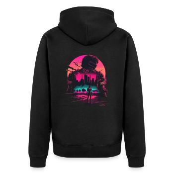 Retro Cyborg - Unisex Premium Organic Zip Hoodie - black - Back - Nico (187cm)