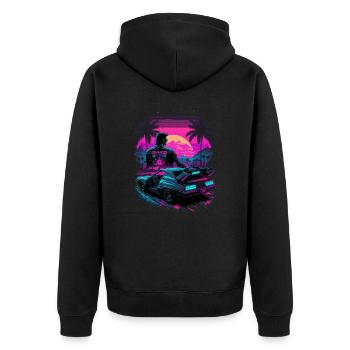 80s Neon - Unisex Premium Organic Zip Hoodie - black - Back - Nico (187cm)