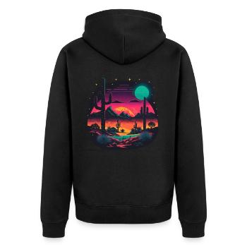 Neon Desert - Unisex Premium Organic Zip Hoodie - black - Back - Nico (187cm)