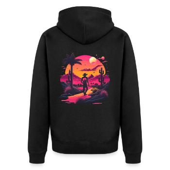 Neon Cowboy - Unisex Premium Organic Zip Hoodie - black - Back - Nico (187cm)
