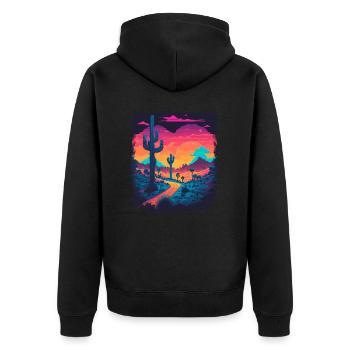 Neonland - Unisex Premium Bio Zip Hoodie - Schwarz - Hinten - Nico (187cm)