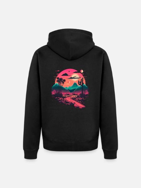 Synthwave Mountains - Unisex Premium Organic Zip Hoodie - black