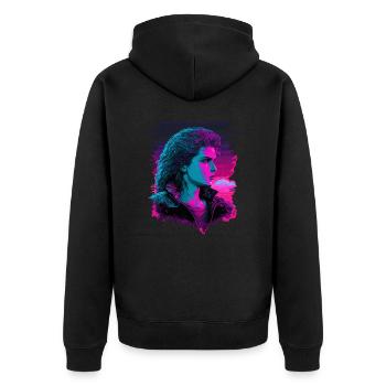 80s Girl - Unisex Premium Organic Zip Hoodie - black - Back - Nico (187cm)