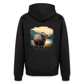 Yak avec lac - Veste à capuche bio Premium Unisexe - noir - Dos - Nico (187cm)