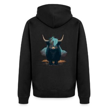 Young Yak - Unisex Premium Organic Zip Hoodie - black - Back - Nico (187cm)