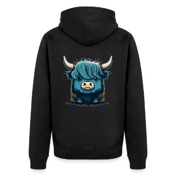 Cute Yak Illustration - Unisex Premium Organic Zip Hoodie - black - Back - Nico (187cm)