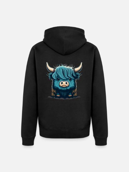 Nette Yak-Illustration - Unisex Premium Bio Zip Hoodie - Schwarz