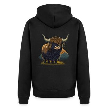 Illustration amusante de yak - Veste à capuche bio Premium Unisexe - noir - Dos - Nico (187cm)