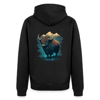 Œuvre d’art Yak - Veste à capuche bio Premium Unisexe - noir - Dos - Nico (187cm)