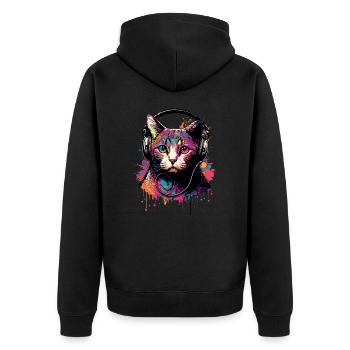 Chat coloré avec casque - Veste à capuche bio Premium Unisexe - noir - Dos - Nico (187cm)