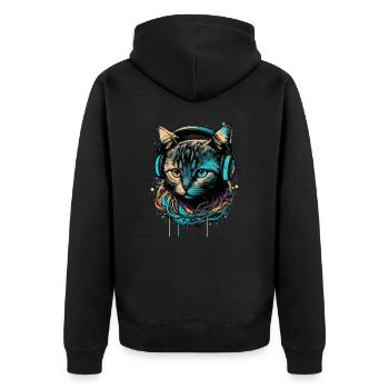 Cat Lover - Unisex Premium Organic Zip Hoodie - black - Back - Nico (187cm)