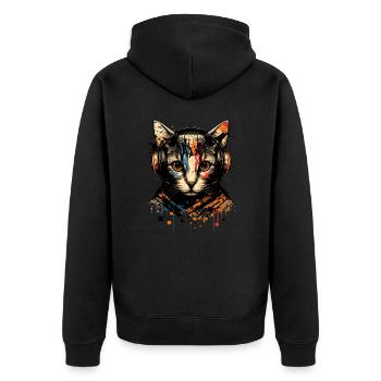 Gaming Cat - Unisex Premium Organic Zip Hoodie - black - Back - Nico (187cm)