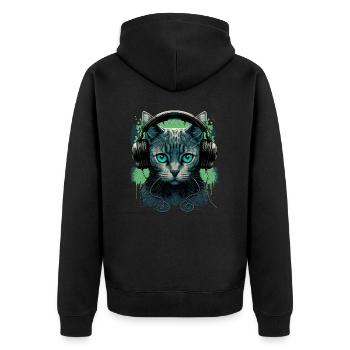 Les chats et la musique - Veste à capuche bio Premium Unisexe - noir - Dos - Nico (187cm)