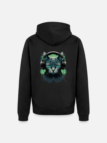 Cats And Music - Unisex Premium Organic Zip Hoodie - black