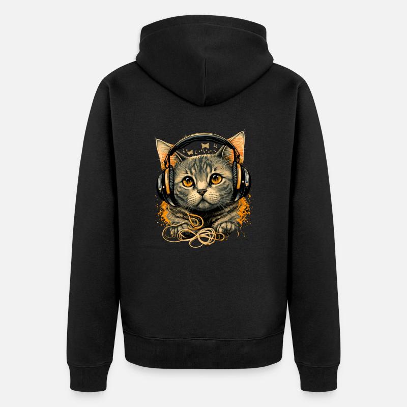 Chat et musique - Veste à capuche bio Premium Unisexe - noir