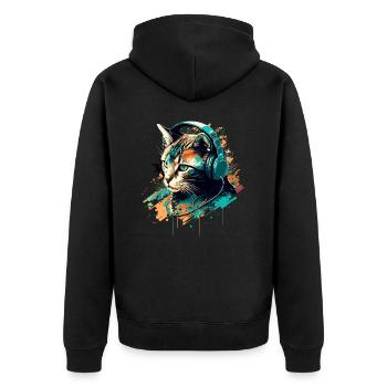 Cat Rock - Unisex Premium Organic Zip Hoodie - black - Back - Nico (187cm)