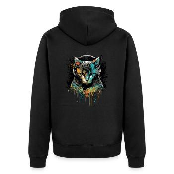 Tête de chat - Veste à capuche bio Premium Unisexe - noir - Dos - Nico (187cm)