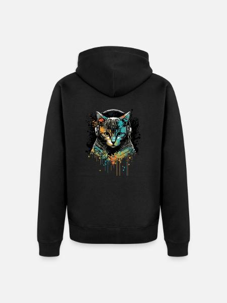 Cat Head - Unisex Premium Organic Zip Hoodie - black