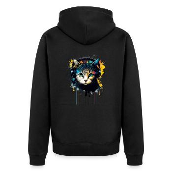 Chat et musique - Veste à capuche bio Premium Unisexe - noir - Dos - Nico (187cm)
