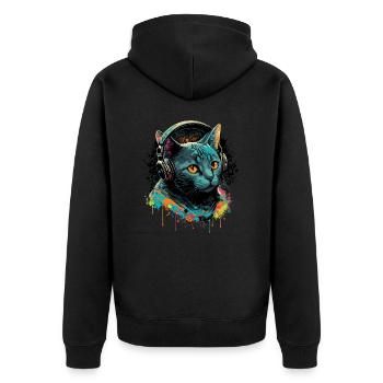 Le chat aime la musique - Veste à capuche bio Premium Unisexe - noir - Dos - Nico (187cm)