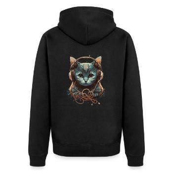 Je n’ai besoin que de chats et de musique - Veste à capuche bio Premium Unisexe - noir - Dos - Nico (187cm)