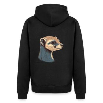 Frettchen - Unisex Premium Bio Zip Hoodie - Schwarz - Hinten - Nico (187cm)