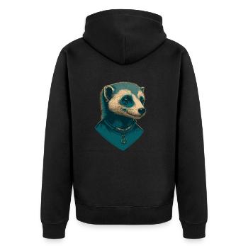 Frettchen-Liebe - Unisex Premium Bio Zip Hoodie - Schwarz - Hinten - Nico (187cm)