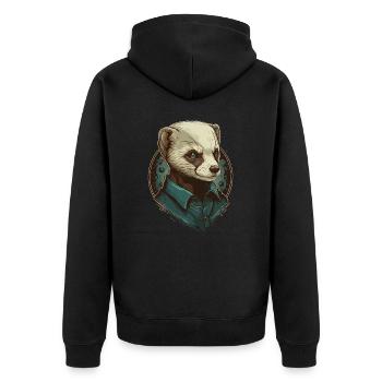 Ferrent im Hemd - Unisex Premium Bio Zip Hoodie - Schwarz - Hinten - Nico (187cm)