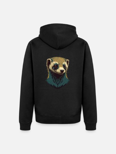 Ferret Head - Unisex Premium Organic Zip Hoodie - black