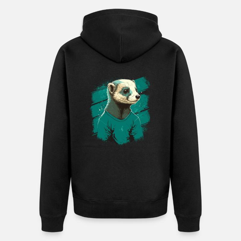Furet avec chemise - Veste à capuche bio Premium Unisexe - noir