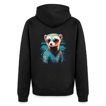 Ferret with Sunglasses - Unisex Premium Organic Zip Hoodie - black - Back - Nico (187cm)