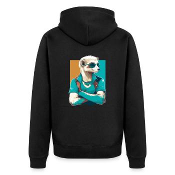 Frettchen Dude - Unisex Premium Bio Zip Hoodie - Schwarz - Hinten - Nico (187cm)