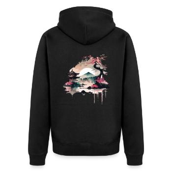 Lever de soleil japonais - Veste à capuche bio Premium Unisexe - noir - Dos - Nico (187cm)