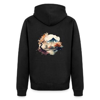 Paysage chinois - Veste à capuche bio Premium Unisexe - noir - Dos - Nico (187cm)