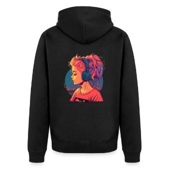 Belle fille d’anime - Veste à capuche bio Premium Unisexe - noir - Dos - Nico (187cm)